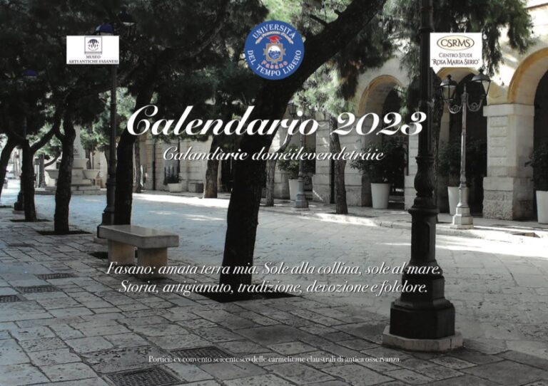 Pubblicato dalla locale Università il Calendario 2023 “Fasano amata terra mia” - Osservatorio Fasano