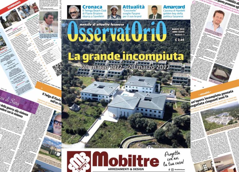 È in edicola il numero di Marzo di Osservatorio È in edicola il numero di Marzo di Osservatorio - Osservatorio Fasano