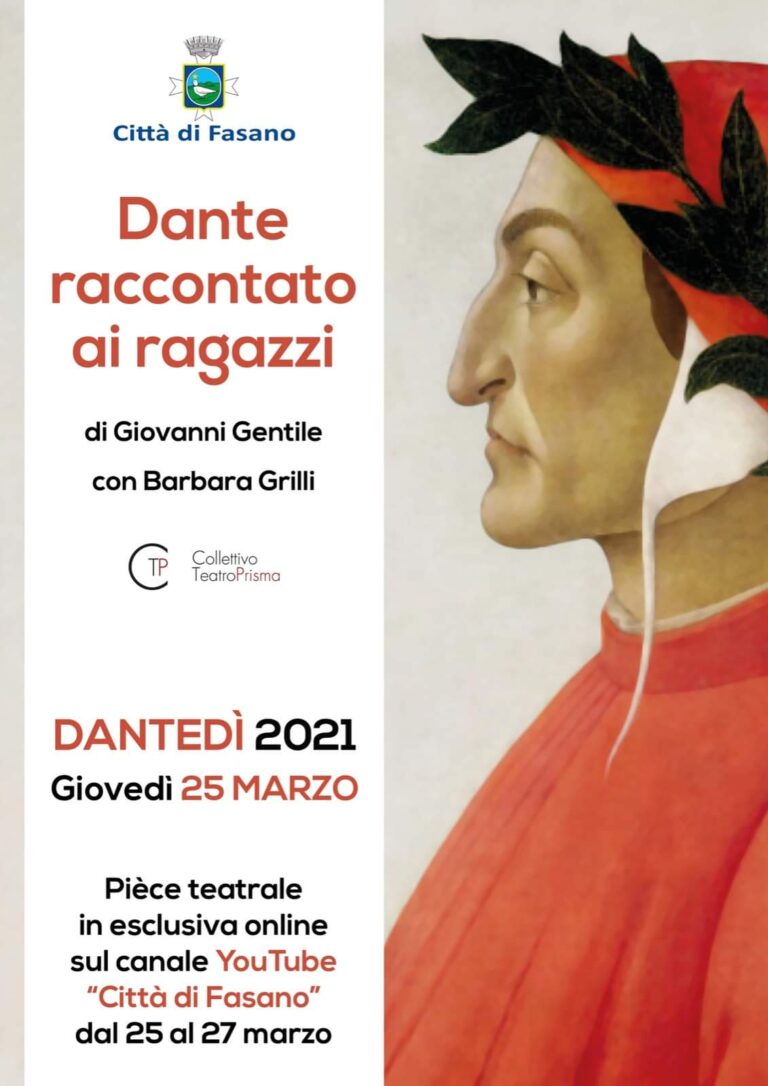 Fasano celebra il ‘Dantedì’: appuntamento il 25 marzo con ‘Dante raccontato ai ragazzi’ Fasano celebra il 'Dantedì': appuntamento il 25 marzo con 'Dante raccontato ai ragazzi' - Osservatorio Fasano