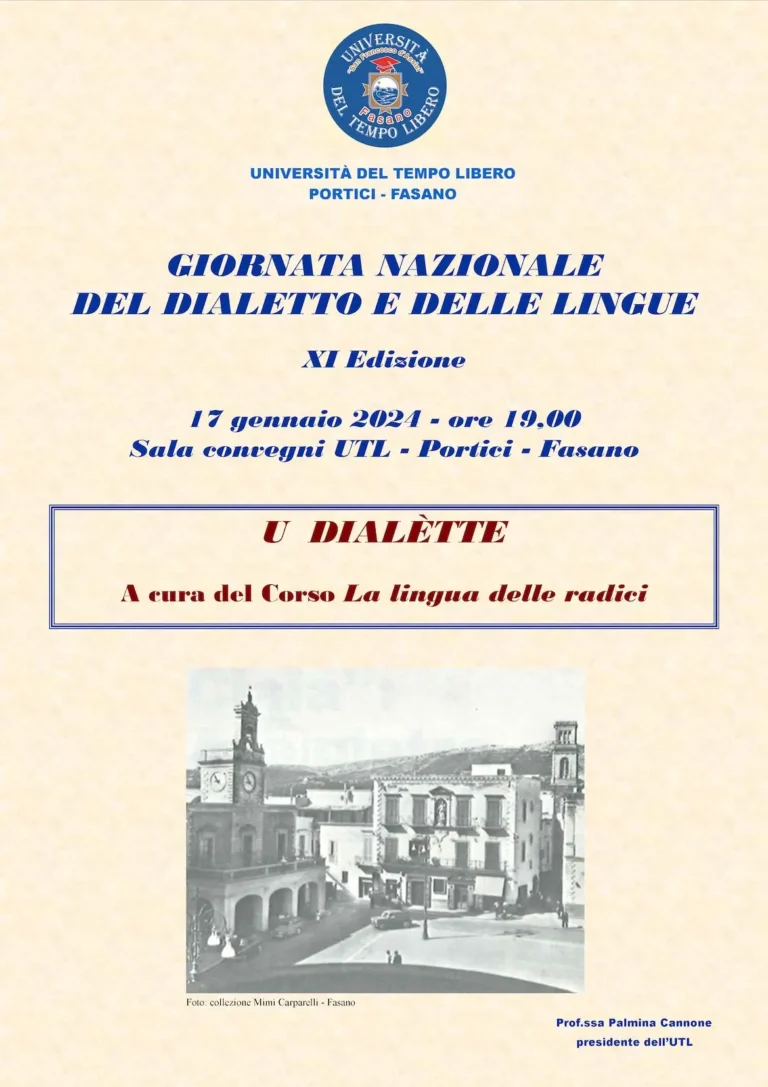 L’UTL celebra la Giornata Nazionale del Dialetto - Osservatorio Fasano