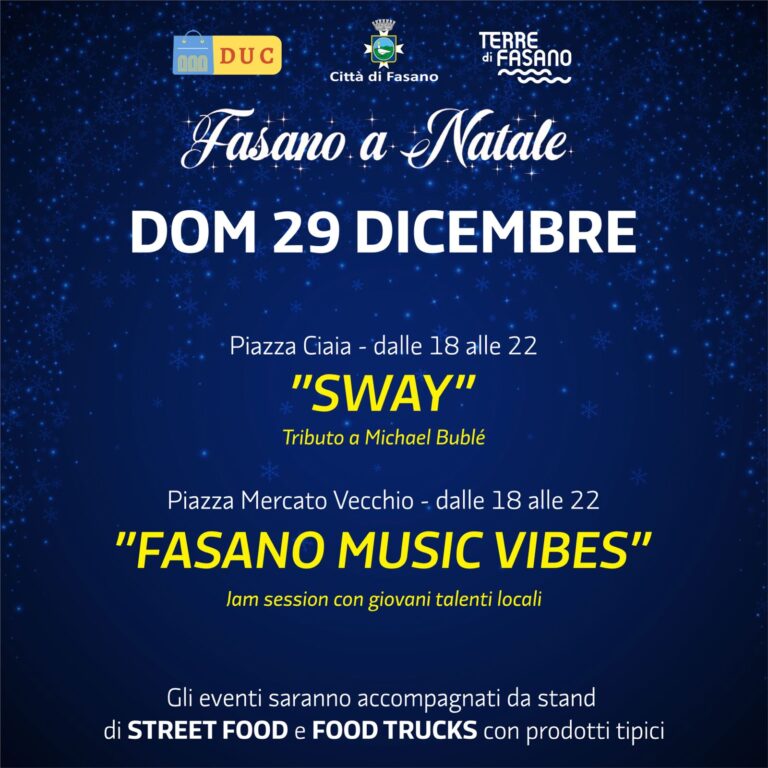 Natale a Fasano: ecco gli appuntamenti promossi dal DUC per domenica 29 - Osservatorio Fasano