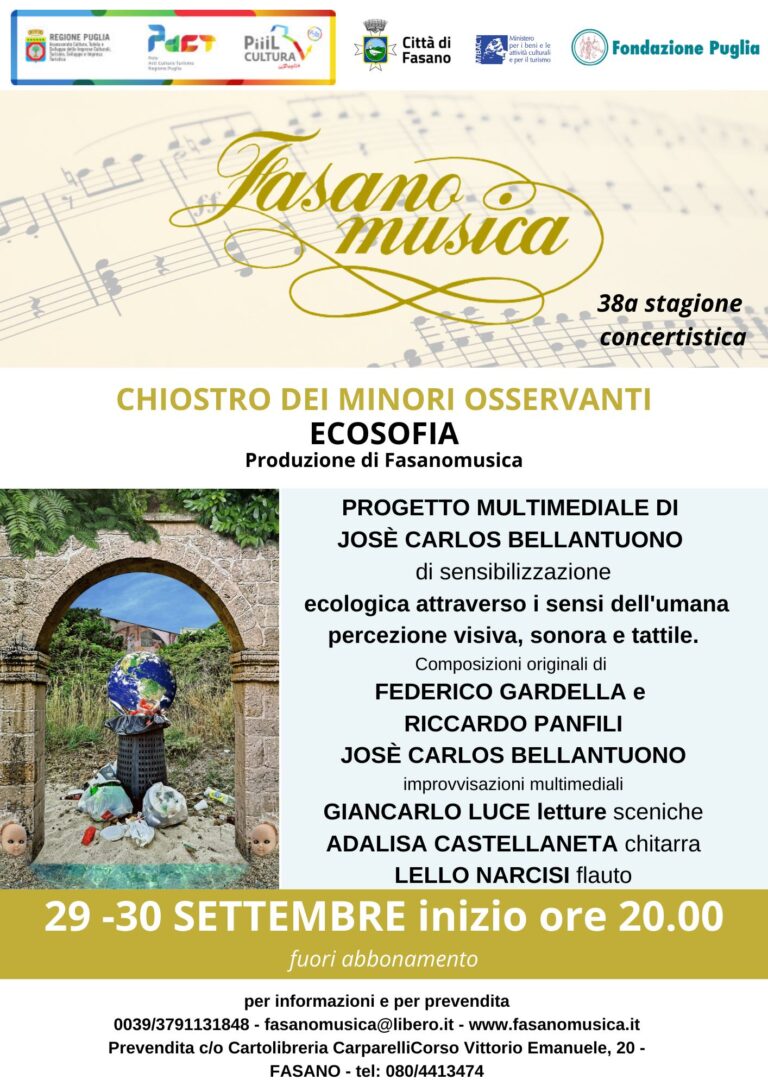 Ecosofia chiude il cartellone estivo di Fasanomusica - Osservatorio Fasano