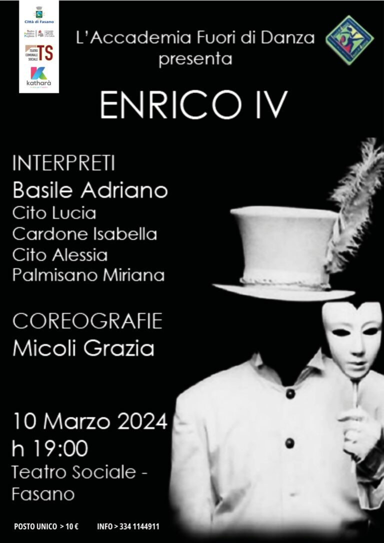 Teatro Danza, “Enrico IV” al Teatro Sociale rivisitato in chiave contemporanea - Osservatorio Fasano