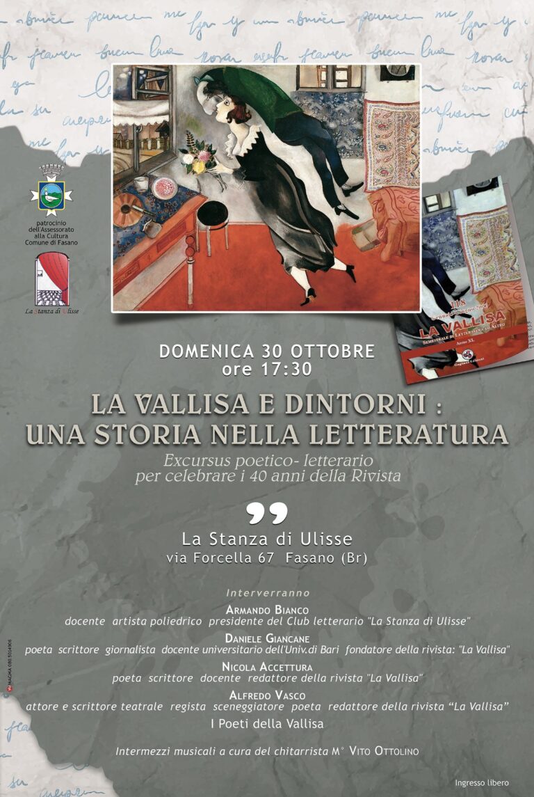 La stanza di Ulisse celebra la rivista ‘La Vallisa’ La stanza di Ulisse celebra la rivista 'La Vallisa' - Osservatorio Fasano