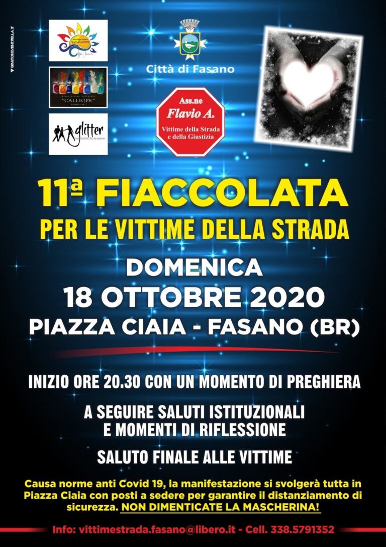 Domenica 18 ottobre la 'Fiaccolata per le vittime della strada' - Osservatorio Fasano