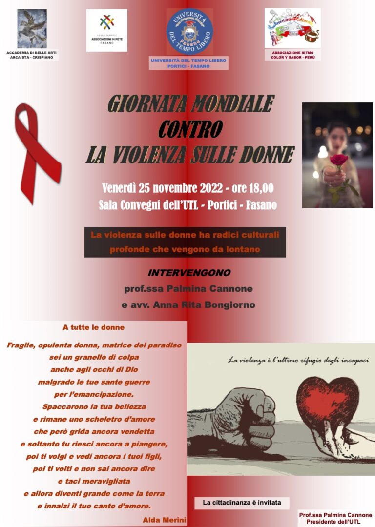 All’Università di Fasano: La violenza sulle donne ha radici culturali profonde che vengono da lontano All’Università di Fasano: La violenza sulle donne ha radici culturali profonde che vengono da lontano - Osservatorio Fasano