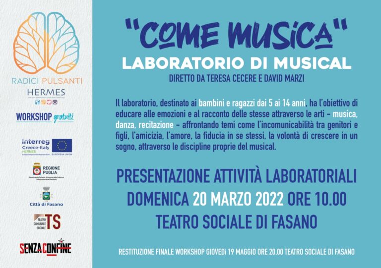 Progetto «Hermes», domenica 20 marzo doppio appuntamento al Teatro Sociale Progetto «Hermes», domenica 20 marzo doppio appuntamento al Teatro Sociale - Osservatorio Fasano