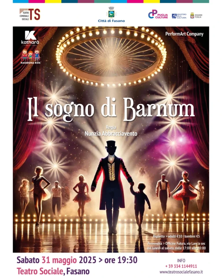 Rassegna Kids, l’ultimo appuntamento è con “Il Sogno di Barnum” Rassegna Kids, l’ultimo appuntamento è con “Il Sogno di Barnum” - Osservatorio Fasano