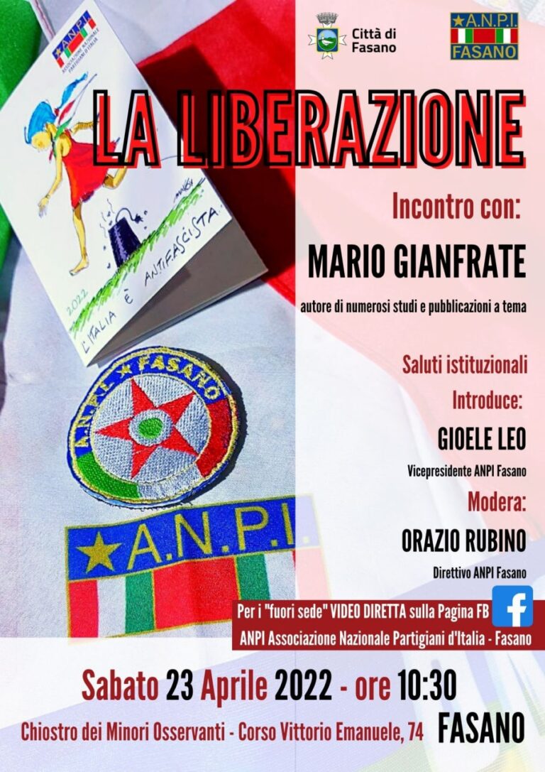 A.N.P.I. Fasano: La Liberazione, incontro con Mario Gianfrate A.N.P.I. Fasano: La Liberazione, incontro con Mario Gianfrate - Osservatorio Fasano