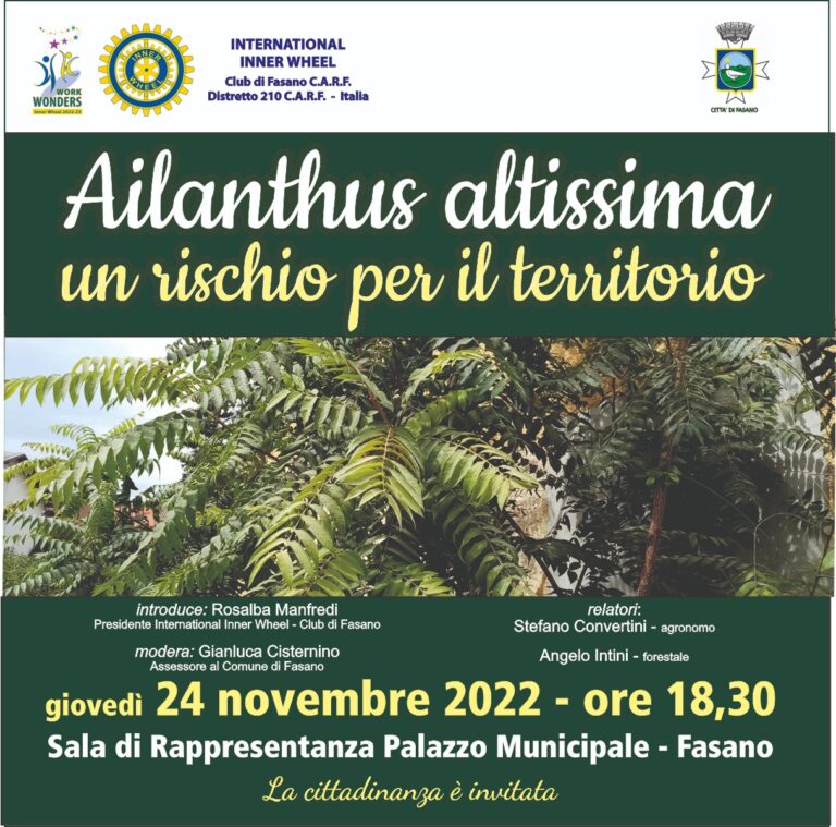 Incontro su ‘Ailanthus Altissima: un rischio per il territorio’ Incontro su 'Ailanthus Altissima: un rischio per il territorio' - Osservatorio Fasano