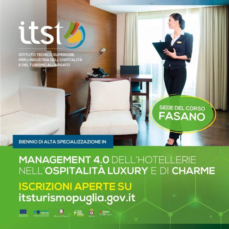 Alta Specializzazione ITST: ‘Management 4.0 Dell’hotellerie nell’ospitalità Luxury e di Charme’ Alta Specializzazione ITST: 'Management 4.0 Dell'hotellerie nell'ospitalità Luxury e di Charme' - Osservatorio Fasano