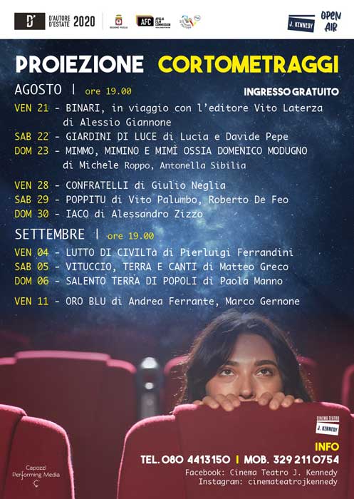 Al Kennedy per il cinema ‘D’Autore d’Estate’ Al Kennedy per il cinema 'D'Autore d'Estate' - Osservatorio Fasano