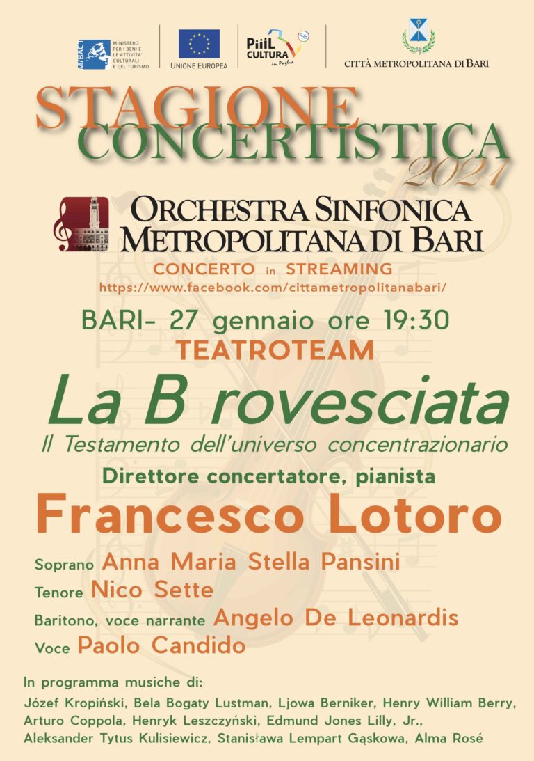 Il M° De Leonardis al Teatro Team di Bari per il concerto 'La B rovesciata' - Osservatorio Fasano