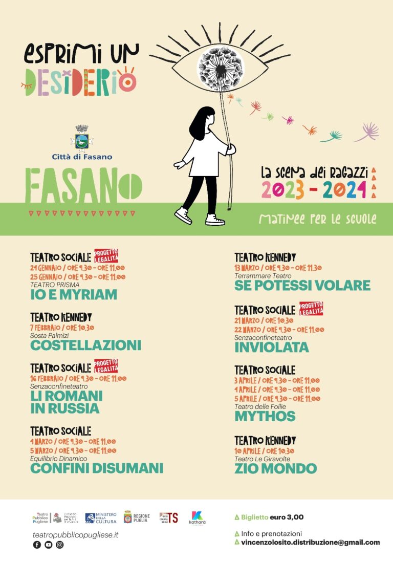 ‘La Scena dei Ragazzi’ e ‘Progetto Legalità’, il teatro pensato per le nuove generazioni ‘La Scena dei Ragazzi’ e ‘Progetto Legalità’, il teatro pensato per le nuove generazioni - Osservatorio Fasano