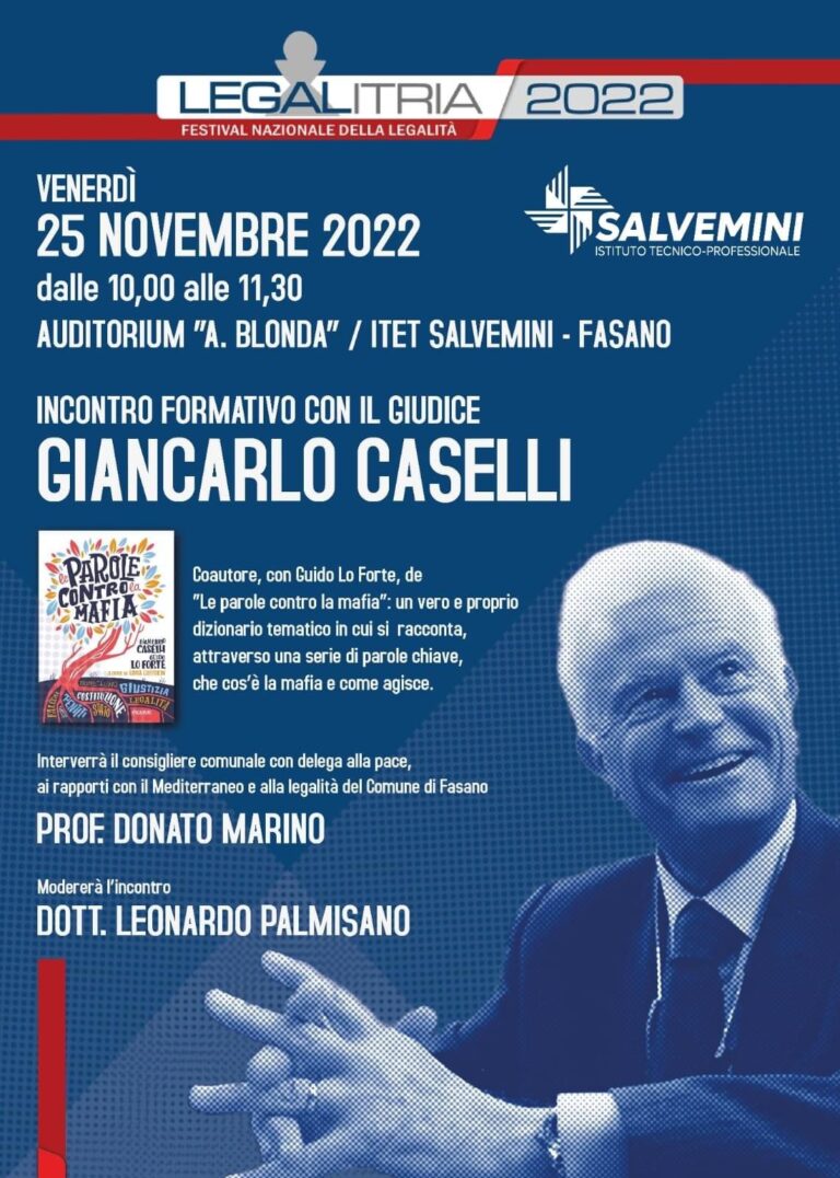 Legalitria: torna a Fasano il festival nazionale della legalità Legalitria: torna a Fasano il festival nazionale della legalità - Osservatorio Fasano