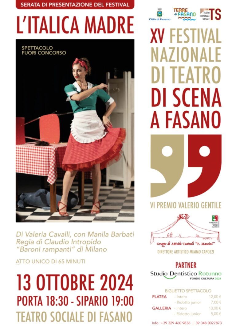 Si apre il sipario del XV Festival Nazionale di Teatro “Di scena a Fasano” Si apre il sipario del XV Festival Nazionale di Teatro “Di scena a Fasano” - Osservatorio Fasano