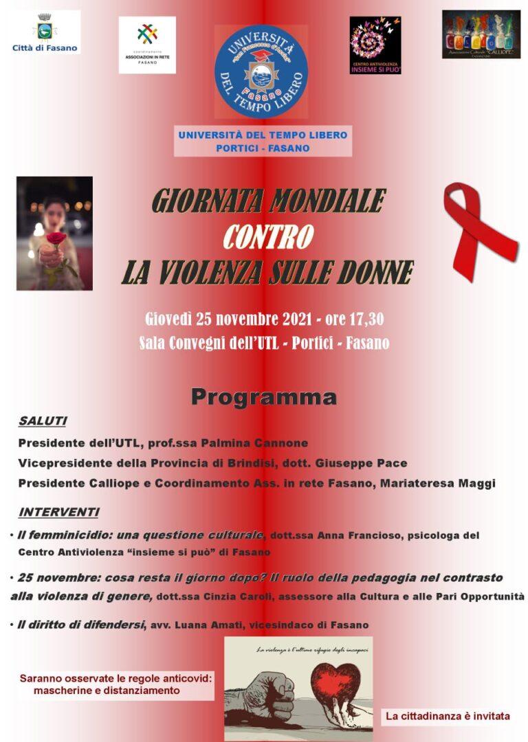 La violenza sulle donne in un convegno all'UTL - Osservatorio Fasano