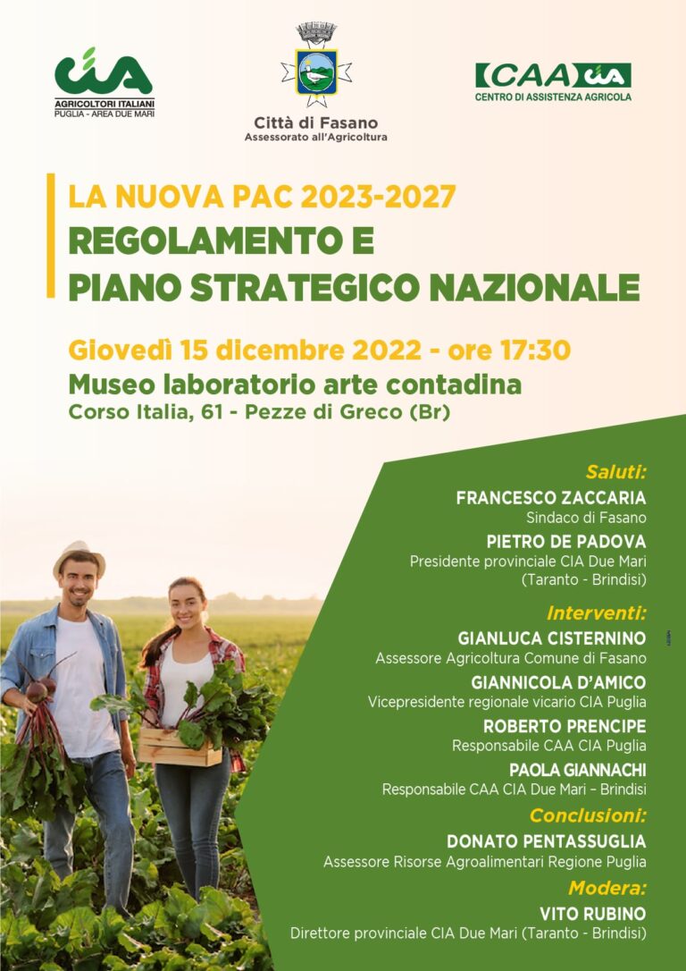 Incontro sulla nuova riforma della PAC Incontro sulla nuova riforma della PAC - Osservatorio Fasano
