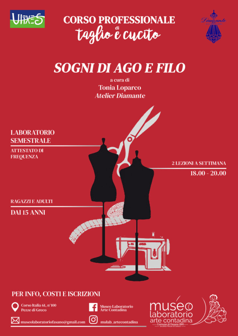 Corso di taglio e cucito professionale al MuLab di Pezze di Greco - Osservatorio Fasano