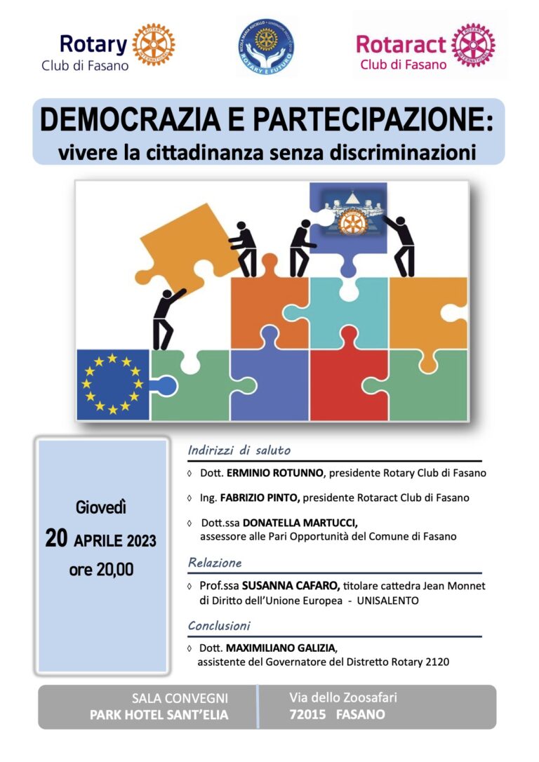 'Democrazia e partecipazione: vivere la cittadinanza senza discriminazioni' - Osservatorio Fasano