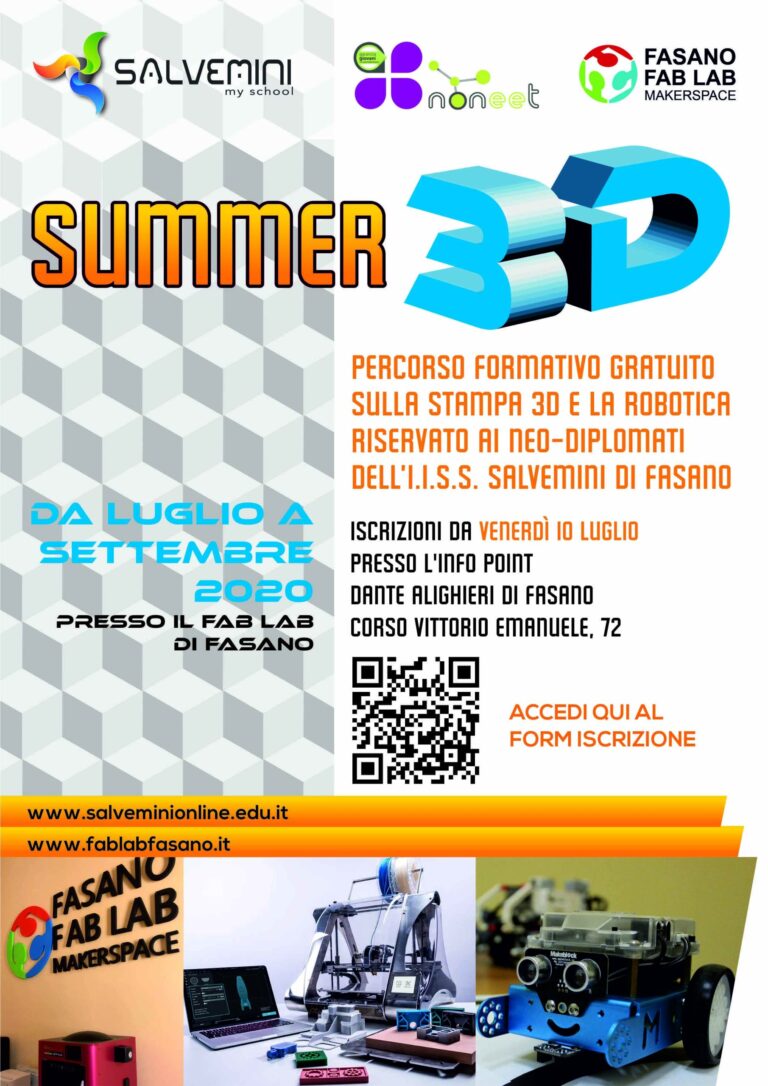 Corso Fablab ‘Summer 3D’ Corso Fablab 'Summer 3D' - Osservatorio Fasano