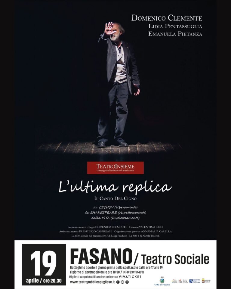 Appuntamento con la stagione di Prosa al Teatro Sociale: L’ultima Replica – Il Canto Del Cigno - Osservatorio Fasano