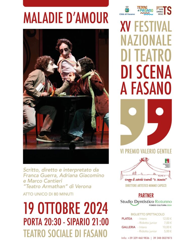 XV Festival “Di scena a Fasano”, sabato 19 ottobre il 1° spettacolo in concorso XV Festival “Di scena a Fasano”, sabato 19 ottobre il 1° spettacolo in concorso - Osservatorio Fasano