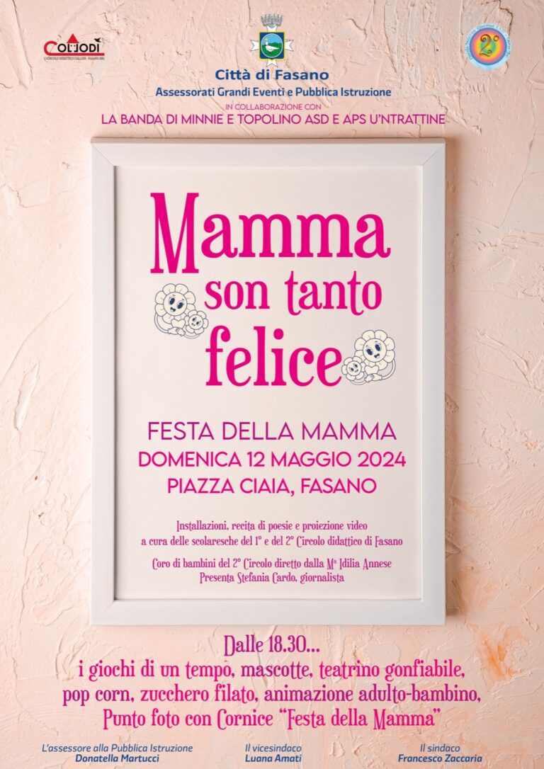 “Mamma son tanto felice”: la festa tra poesia, foto e animazione - Osservatorio Fasano