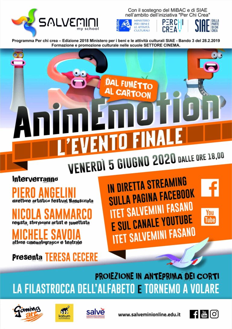 L’evento finale di ‘AnimEmotion: dal fumetto al cartoon’ in diretta streaming il 5 giugno L'evento finale di 'AnimEmotion: dal fumetto al cartoon' in diretta streaming il 5 giugno - Osservatorio Fasano