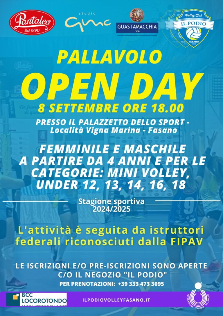 Sarà il Palazzetto di Vigna Marina ad ospitare l’annuale edizione dell’Open Day della Pantaleo Podio Volley Fasano Sarà il Palazzetto di Vigna Marina ad ospitare l’annuale edizione dell’Open Day della Pantaleo Podio Volley Fasano - Osservatorio Fasano