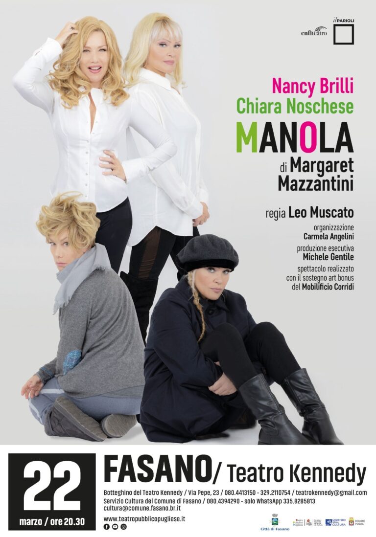 Stagione di prosa, mercoledì 22 marzo Nancy Brilli in Manola al Cinema Teatro Kennedy - Osservatorio Fasano
