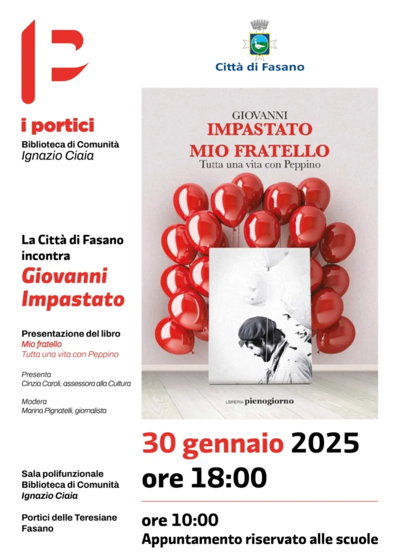 Giovanni Impastato ospite alla Biblioteca di Comunità “Ignazio Ciaia” – I Portci Giovanni Impastato ospite alla Biblioteca di Comunità “Ignazio Ciaia” – I Portci - Osservatorio Fasano