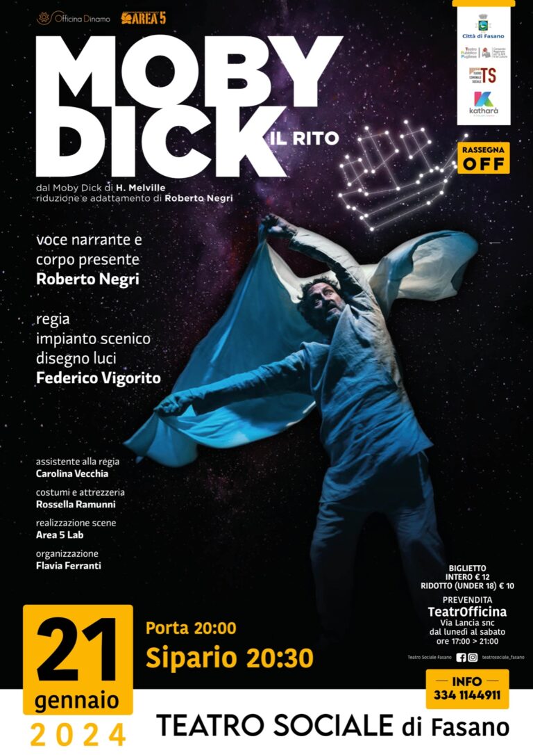 “Moby Dick – Il rito”, al Teatro Sociale lo spettacolo tratto dal romanzo di Herman Melville - Osservatorio Fasano