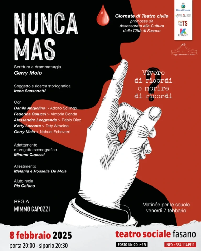 Teatro Civile, torna “Nunca Mas” e il dramma dei desaparecidos d’Argentina Teatro Civile, torna “Nunca Mas” e il dramma dei desaparecidos d’Argentina - Osservatorio Fasano