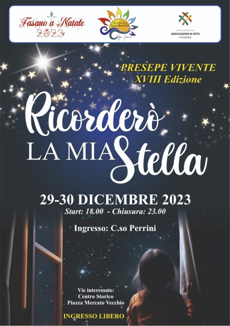 Il 29 e 30 dicembre il Presepe Vivente dell’Ass. Nuova Aurora Il 29 e 30 dicembre il Presepe Vivente dell'Ass. Nuova Aurora - Osservatorio Fasano