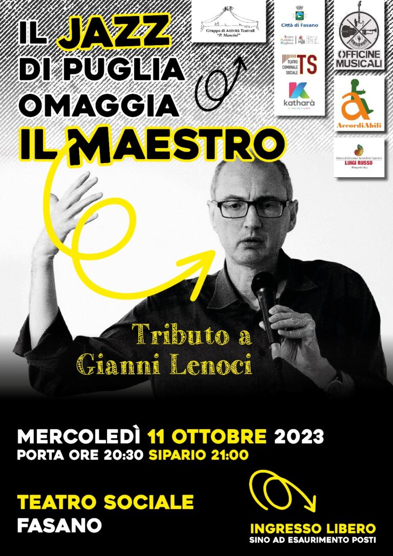 «Il jazz di Puglia omaggia il Maestro», il Gruppo Teatrale “Peppino Mancini” tributa Gianni Lenoci con un evento musicale - Osservatorio Fasano