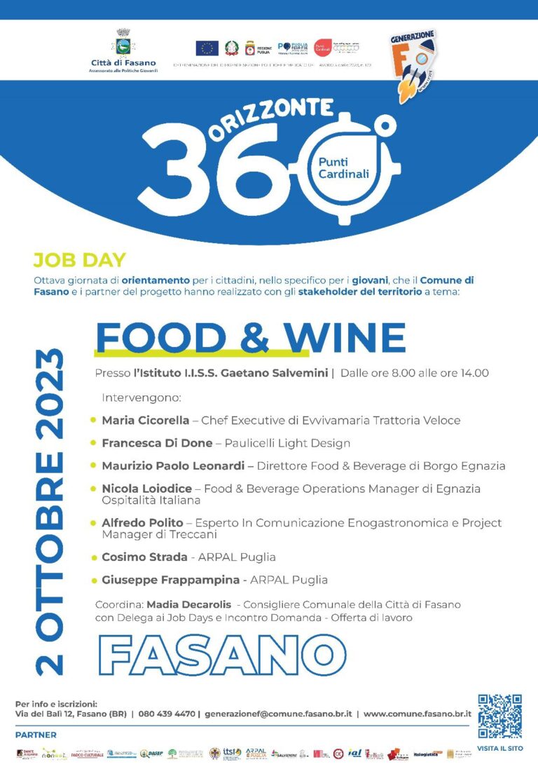 Politiche giovanili, Food & Wine al centro dell’ottavo job day di «Orizzonte 360°» Politiche giovanili, Food & Wine al centro dell’ottavo job day di «Orizzonte 360°» - Osservatorio Fasano