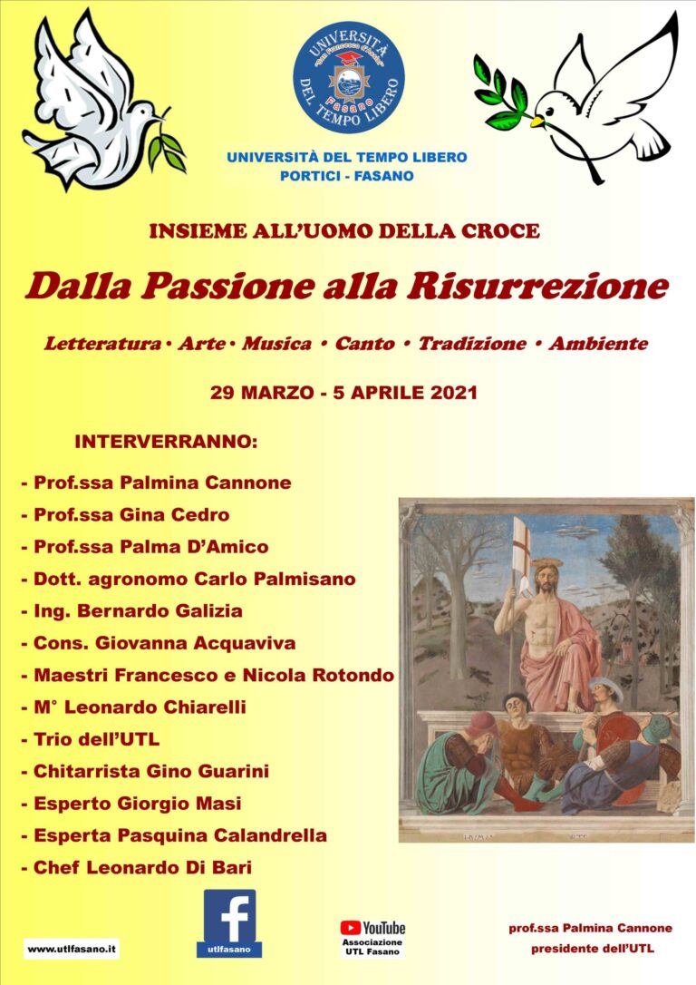 Iniziative online della Settimana Santa e di Pasqua all'UTL - Osservatorio Fasano