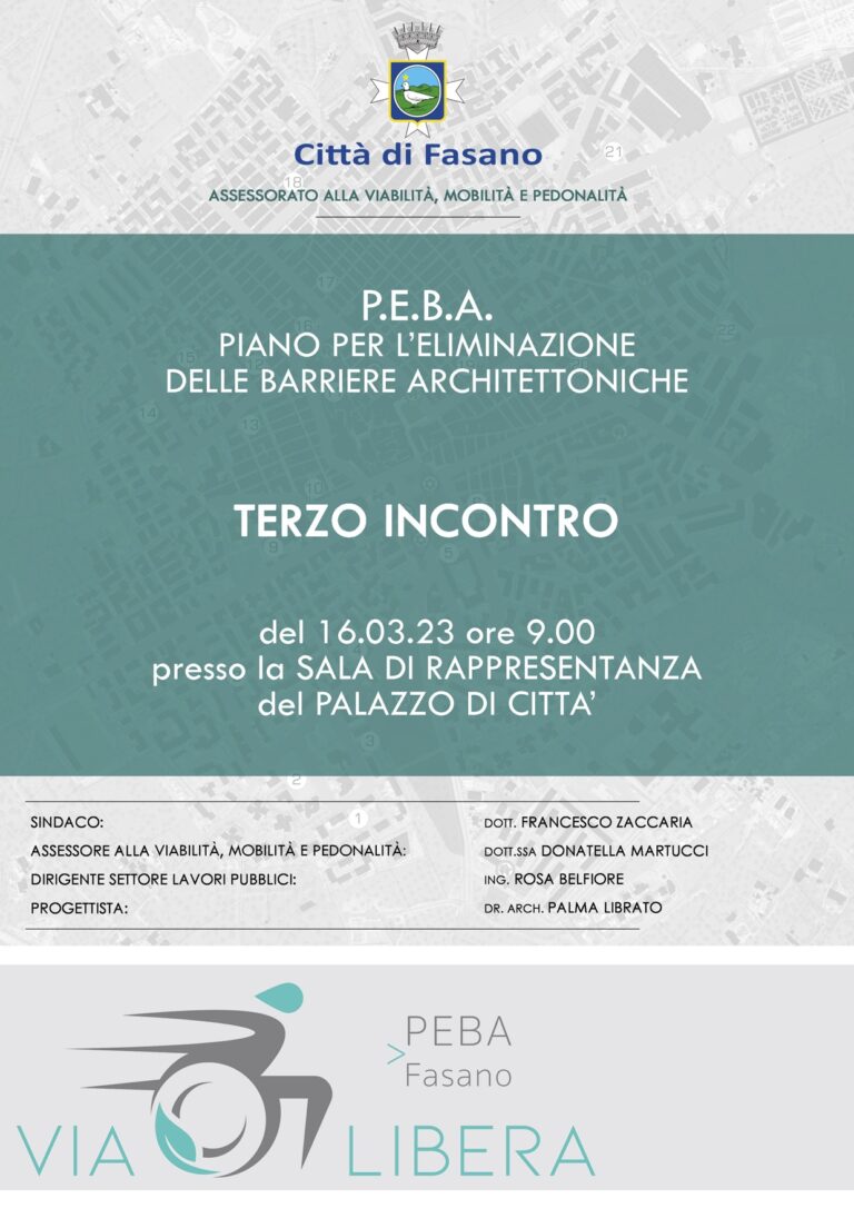 Peba: terzo incontro con la città il 16 marzo - Osservatorio Fasano