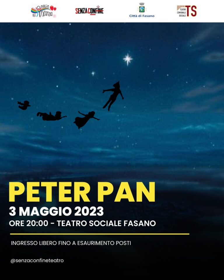 «O-maggio all’Infanzia», domani 3 maggio primo appuntamento con «Peter Pan» - Osservatorio Fasano