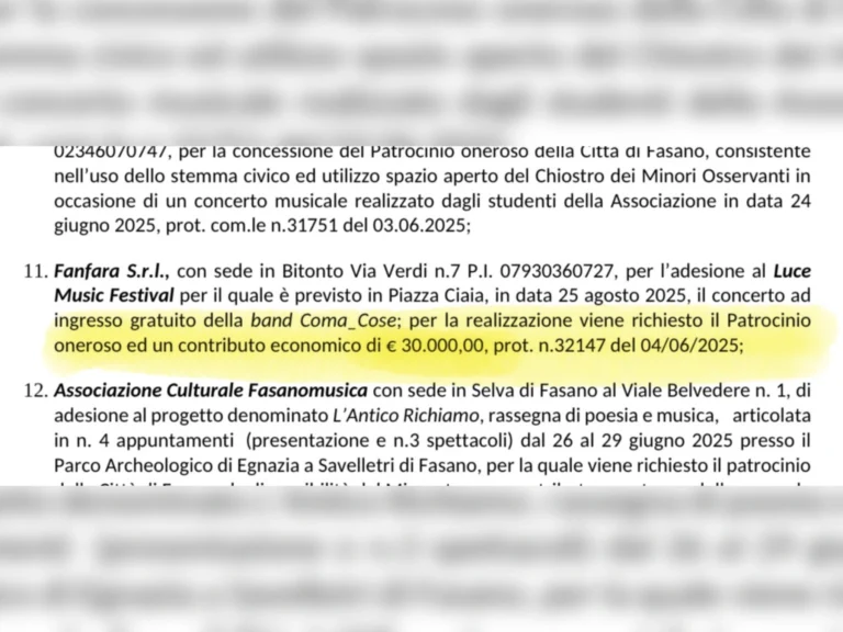Una delibera di Giunta annuncia un concerto gratuito dei Coma Cose ad agosto. Forza Italia: “É uno scherzo, vero?” - Osservatorio Fasano