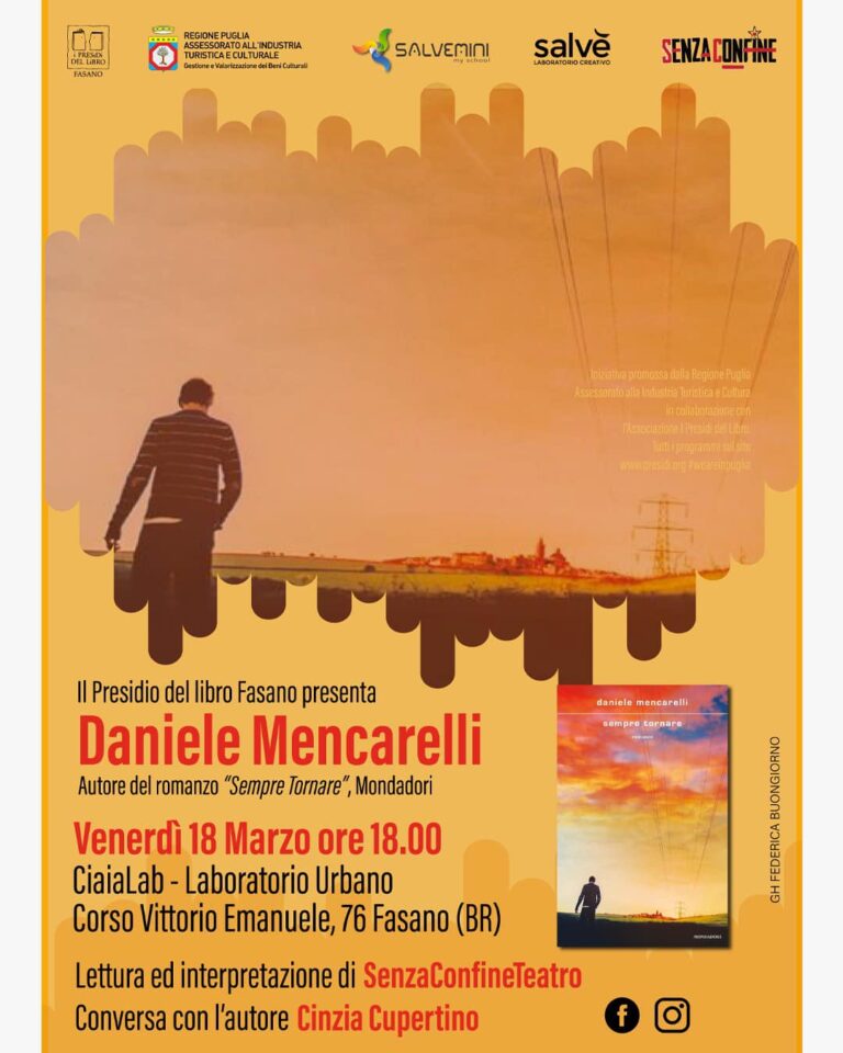 Daniele Mencarelli venerdì a Fasano Daniele Mencarelli venerdì a Fasano - Osservatorio Fasano