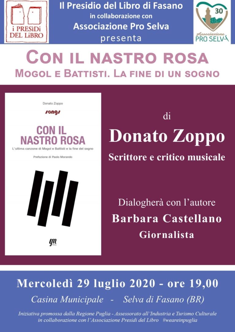 Donato Zoppo questa sera alla Casina Municipale - Osservatorio Fasano
