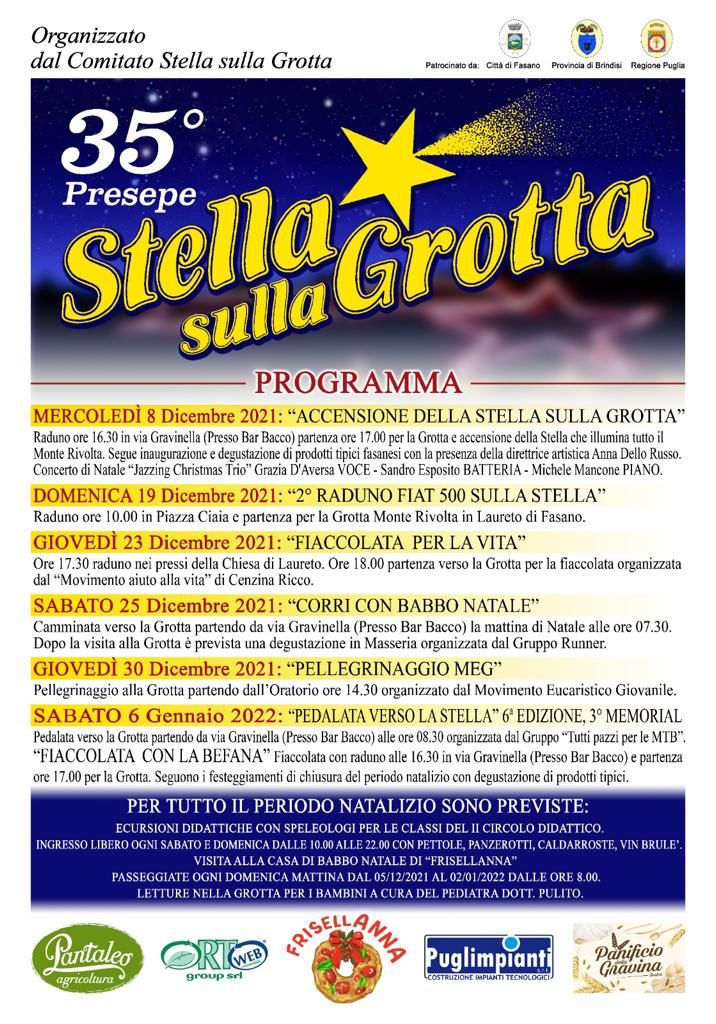 L’8 dicembre si inaugura la 36ª edizione della ‘STELLA SULLA GROTTA’ L’8 dicembre si inaugura la 36ª edizione della 'STELLA SULLA GROTTA' - Osservatorio Fasano
