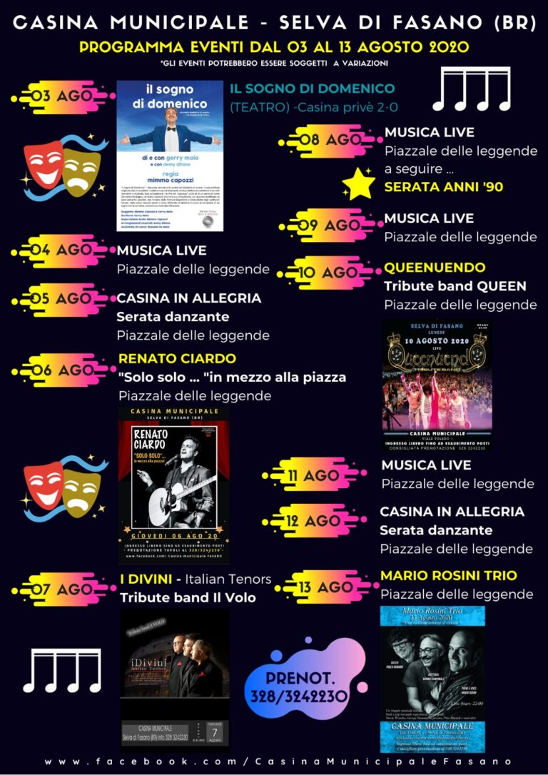 Ricco programma per le serate silvane alla Casina - Osservatorio Fasano