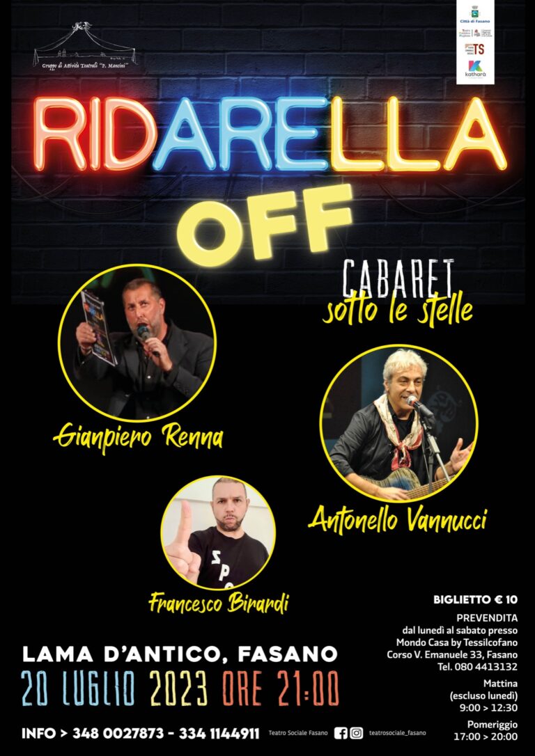 A Lama d’Antico si ride con il cabaret sotto le stelle, ecco «Ridarella OFF» - Osservatorio Fasano