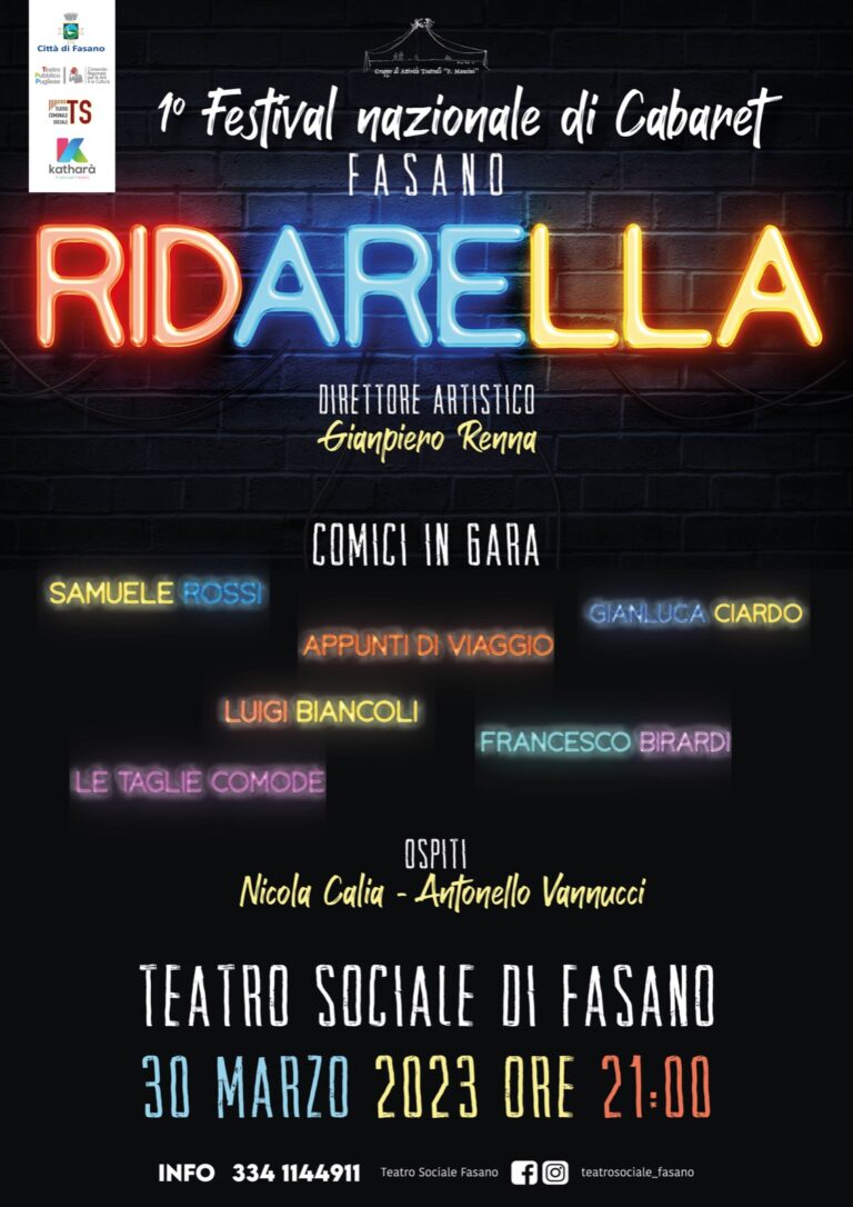 «Ridarella», ecco i nomi dei finalisti del 1° Festival del Cabaret targato GAT “Mancini” - Osservatorio Fasano