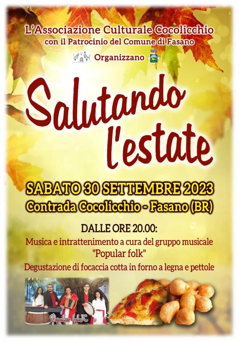A Cocolicchio la manifestazione ‘Salutando l’estate’ A Cocolicchio la manifestazione 'Salutando l'estate' - Osservatorio Fasano