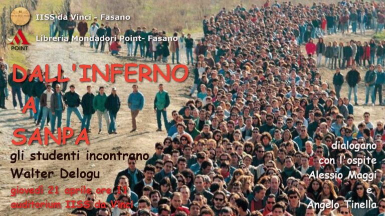 ‘Dall’inferno a SanPa’, Walter Delogu incontra i ragazza del ‘da Vinci’ 'Dall'inferno a SanPa', Walter Delogu incontra i ragazza del 'da Vinci' - Osservatorio Fasano
