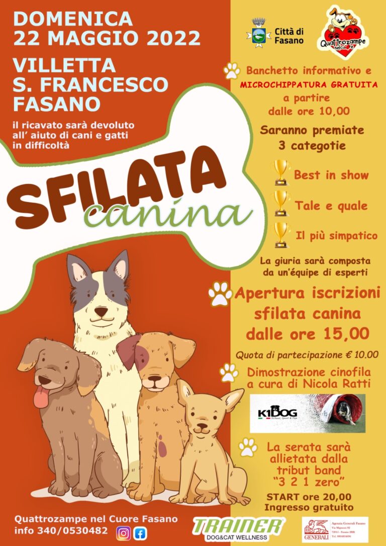 Quattro zampe nel cuore, il 22 maggio microchippatura gratuita in villetta San Francesco Quattro zampe nel cuore, il 22 maggio microchippatura gratuita in villetta San Francesco - Osservatorio Fasano